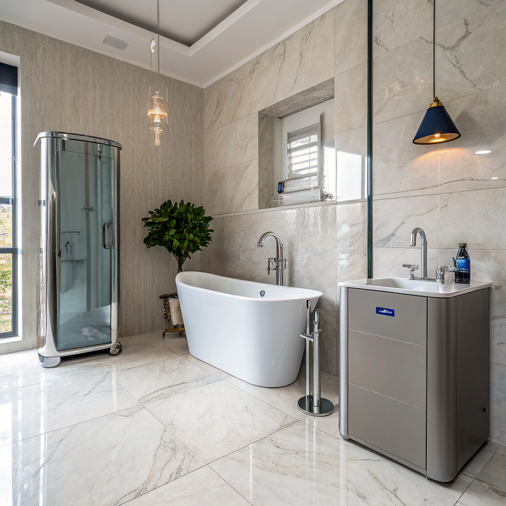 Luxury bathroom with water-saving technology