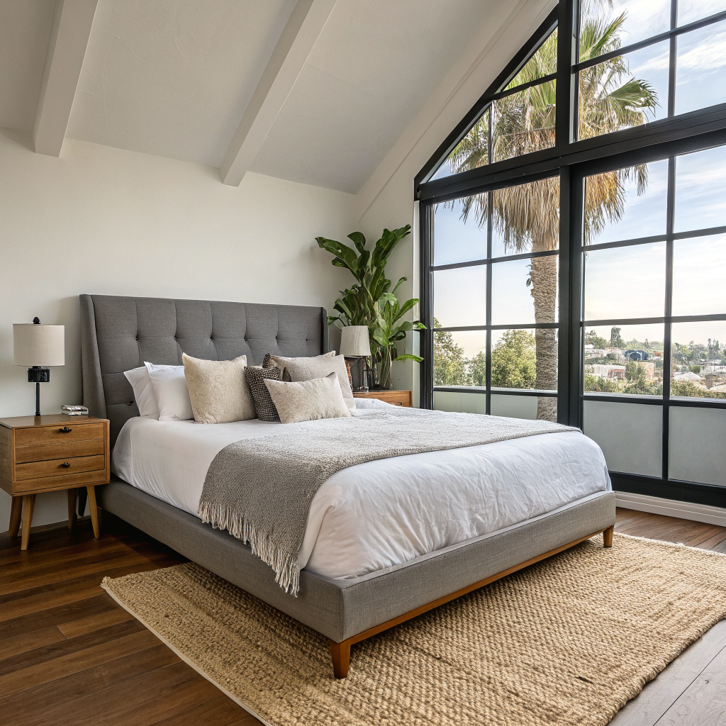 Serene bedroom with non-toxic finishes